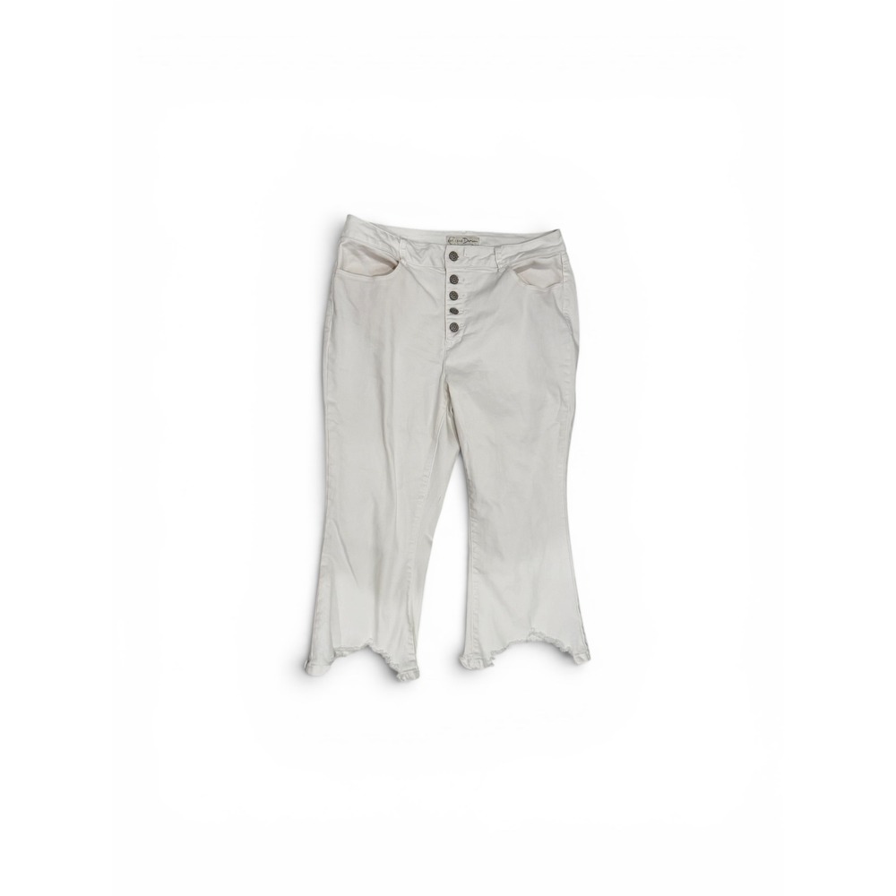 Cato Est 1946 Denim Womens White High Rise Button Fly Raw Step Hem Crop Jeans 14